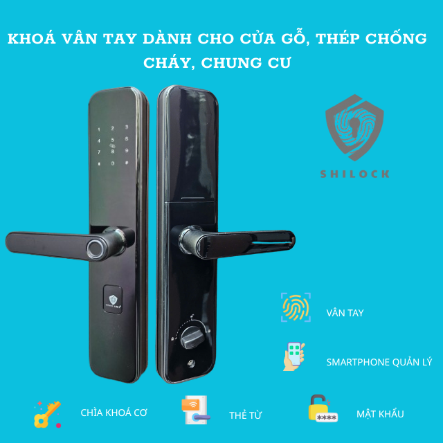 Khoá cửa vân tay dành cho cửa gỗ, thép chống cháy chung cư SHILOCK SL-FG05