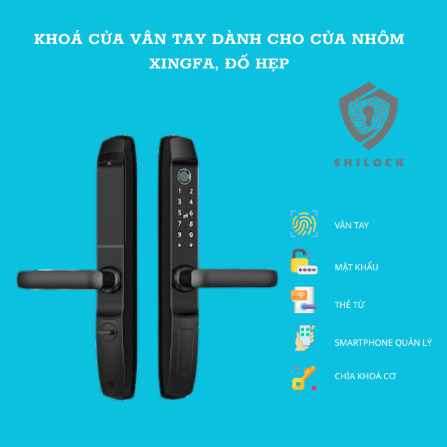 Khoá cửa vân tay SHILOCK dành cho cửa nhôm, sắt, đố hẹp SLN-01