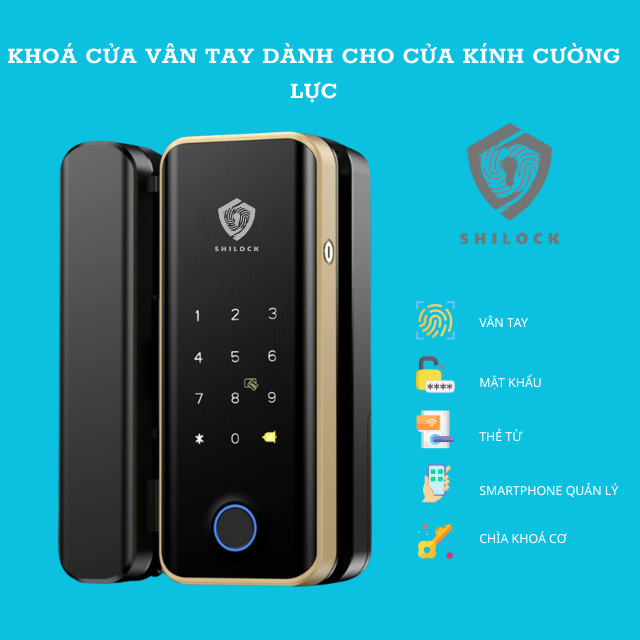 Khoá vân tay SHILOCK dành riêng cho cửa kính cường lực SLK-01